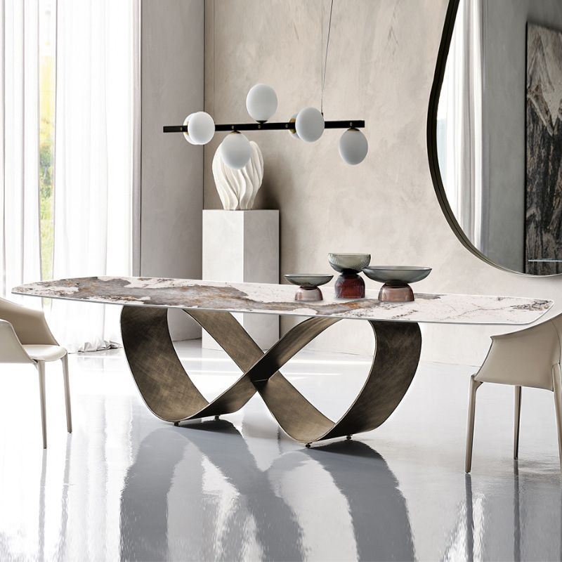 Glam Dining Sintered Stone Table Rectangle Table for Home Use Clearhalo 'Dining Tables & Seating' 'Dining Tables' 'dining_table' 'furn' 'furn_dining_table' 'Furniture' 'Kitchen & Dining Furniture' 1200x1200_638167cd-fee0-4529-ac38-06758584d97a