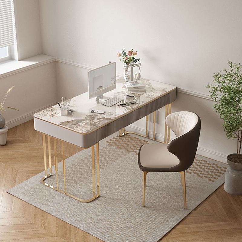 Descrito de oficina de piedra rectángulo base de metal Base de metal escritorio de escritura de estilo para la oficina para la oficina