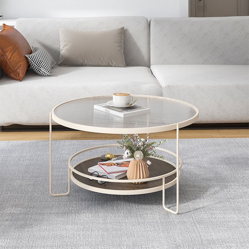 Tavolino moderno a tavolino singolo in vetro con scaffale