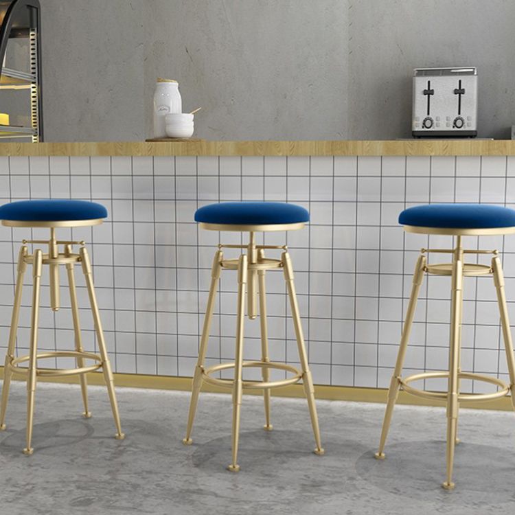Glam Rotatable Liftable Counter Stool Iron Cafe Bar Stool with Cushion and Pedal Clearhalo 'Bar Furniture' 'Bar Stools' 'bar_stools' 'furn' 'furn_bar_stools' 'Furniture' 'furniture_bar_stools' 'Kitchen & Dining Furniture' 1200x1200_63862412-7062-497c-9134-8131548f217d