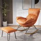 Moderne rocker gestoffeerde knop-knoop met donkere benen wingback rocker stoel