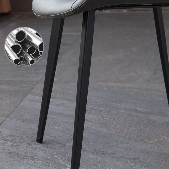 Contemporary Dining Room Chairs Matte Finish Leather Curved Parsons Armless Chair Clearhalo ' kitchen&dining_furn' 'Dining Chairs' 'Dining Tables & Seating' 'dining_chair' 'furn' 'furn_dining_chair' 'Furniture' 'furniture_dining_chair' 'Kitchen & Dining Furniture' 'kitchen' 1200x1200_6389e300-c0ec-4137-b113-d94813fcfd27