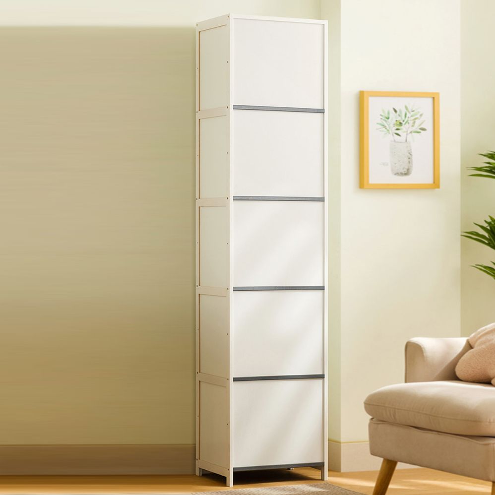 Contemporary Bamboo Accent Cabinet in White 12.6" D Chest with Glass Paned Clearhalo 'Cabinets & Chests' 'cabinets_chests' 'furn' 'furn_cabinets_chests' 'Furniture' 'Living Room Furniture' 1200x1200_638a0485-a8c2-412e-b6e1-36beb7ddaf02