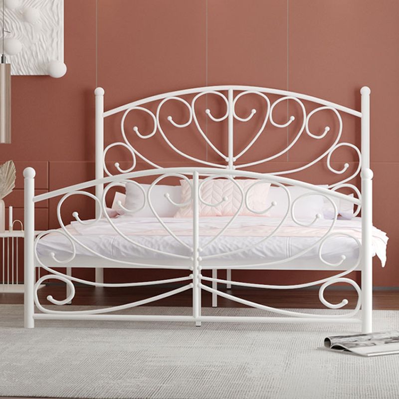 Modern Iron Open-Frame Bed with Arched Headboard and Metal Legs