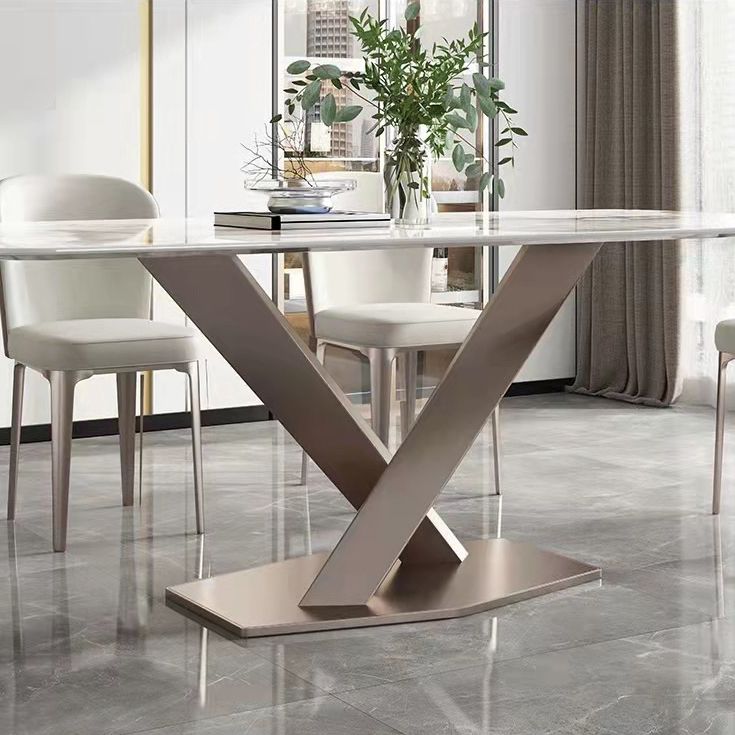 Stone White Top Dining Table Traditional Luxury Table with Pedestal Base Clearhalo 'Dining Tables & Seating' 'Dining Tables' 'dining_table' 'furn' 'furn_dining_table' 'Furniture' 'furniture_dining_table' 'Kitchen & Dining Furniture' 'kitchen' 'kitchen_dining_table' 1200x1200_638aecda-9be6-4577-9eea-31dec4eb9f09