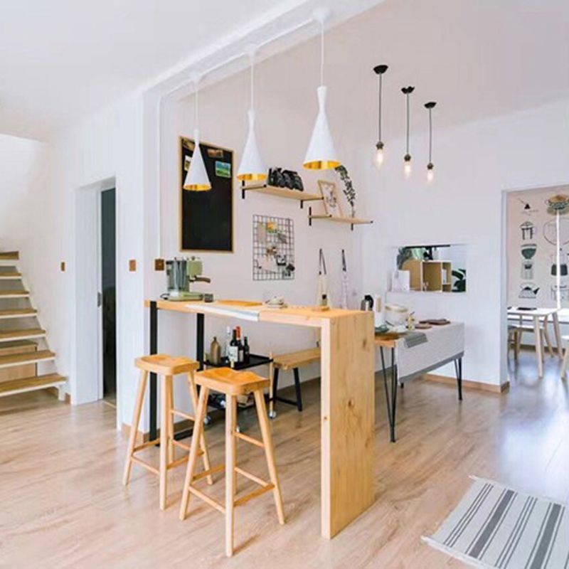 Mesa de barra de madera maciza rectángulo de lujo Juego de mesa 1/2/3 piezas de mostrador con heces