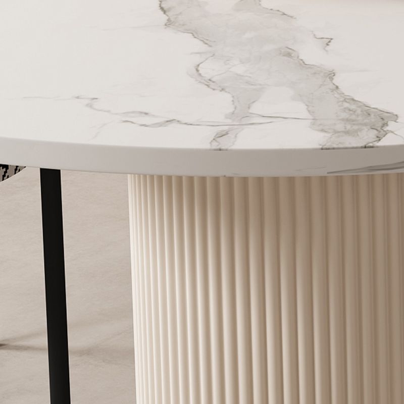 Free Form Sintered Stone Dining Table White Dining Table with Pedestal