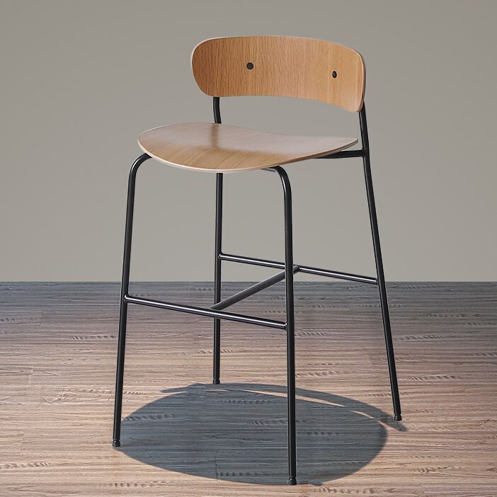 Industrial Black Counter Stool Iron Wooden Bar Bristol Stool with Low Back 1 Piece Clearhalo 'Bar Furniture' 'Bar Stools' 'bar_stools' 'furniture_bar_stools' 'Kitchen & Dining Furniture' 'kitchen&dining_furn' 'kitchen' 'kitchen_furn' Furniture' 1200x1200_638d6fbe-57d4-48b4-bdff-5937c7040d44
