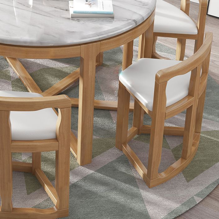 丸い木製のダイニングテーブルセット1/7ピースキッチン用ダイニングセット