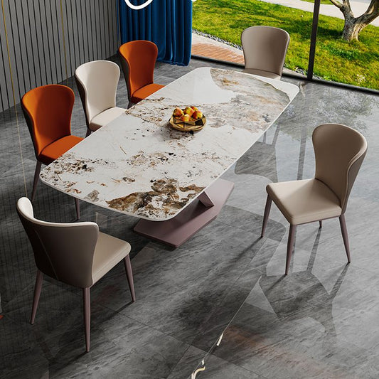 Nordic Glam Rectangle Sintered Stone Dining Table Set 1/4/5/6/7 Pieces Dining Set Clearhalo 'Dining Room Sets' 'Dining Tables & Seating' 'dining_room_set' 'furn' 'furn_dining_room_set' 'Furniture' 'furniture_dining_room_set' 'Kitchen & Dining Furniture' 1200x1200_6391b182-f02f-4665-ab6e-e317d1acb3f6
