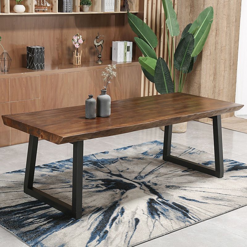 Industrial Style Rectangle Dining Table Wooden Table with Metal Legs for Home Use Clearhalo 'Dining Tables & Seating' 'Dining Tables' 'dining_table' 'furn' 'furn_dining_table' 'Furniture' 'Kitchen & Dining Furniture' 1200x1200_63926fc5-823b-4c75-9468-f3fed9885ded