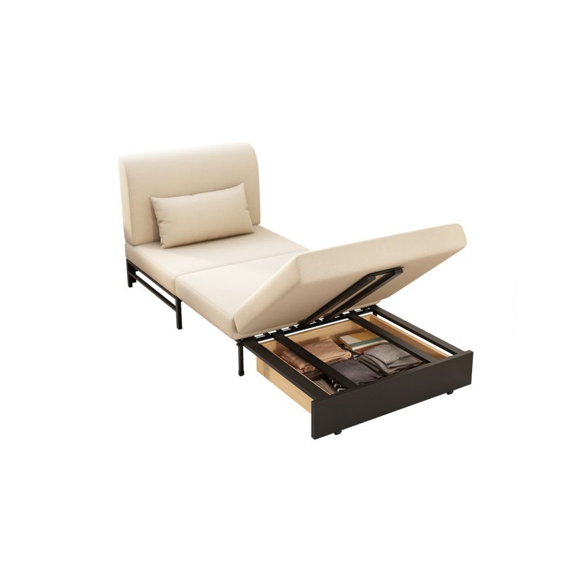 Sofá de cama sin brazo de lino con ropa de cama cremosa y blanca para la sala de estar para sala de estar