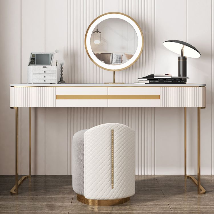 Metall Make -up -Schminktisch luxuriöser Steinhocker Set