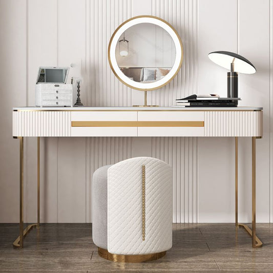 Metall Make -up -Schminktisch luxuriöser Steinhocker Set