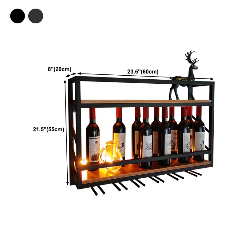 Pastilla de vino montada en la pared de madera y metal 8 "W x 22" H 12 botellas de 9 botellas con estante