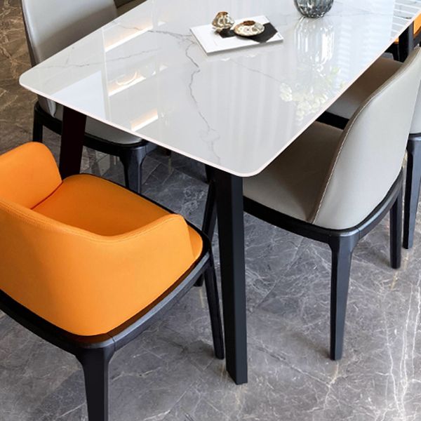 Industrial Stone Top Rectangle Table White and Black Dining Room Table Clearhalo 'Dining Tables & Seating' 'Dining Tables' 'dining_table' 'furn' 'furn_dining_table' 'Furniture' 'Kitchen & Dining Furniture' 1200x1200_63982560-479a-4384-a76d-186ec59c722f