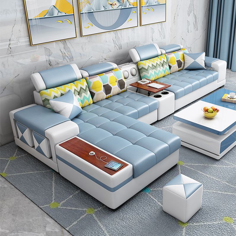 Contemporary Solid Wood Faux Leather Pillow Top Arm Sofa with Storage Clearhalo 'furn' 'furn_sofas' 'Furniture' 'Living Room Furniture' 'Sofa' 'sofas' 1200x1200_63990c6e-8aa9-4751-9b31-38343c531bb1