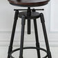 Industrial Metal Barstool Low Back Wood Footrest Adjustable Stool with Swivel