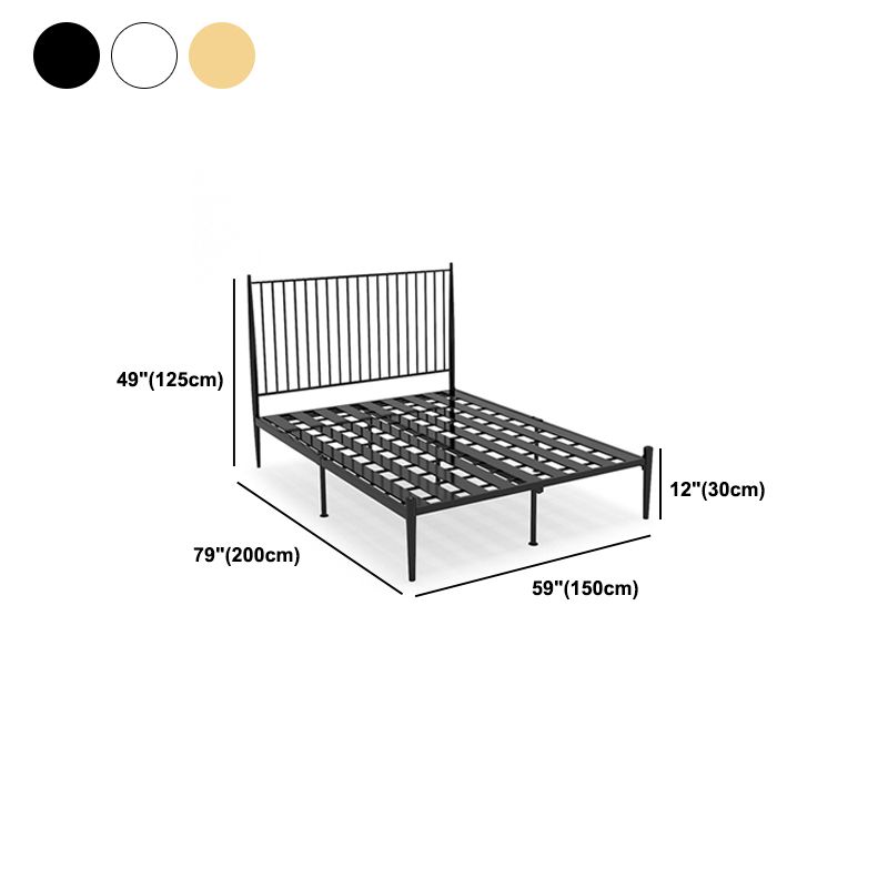 Metal Glam Slat Bed Solid Color Bed Frame with Spindle Headboard