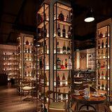 黒いモダンワインボトルホルダーフロアウッドと金属製ボトルホルダー5.9 "幅