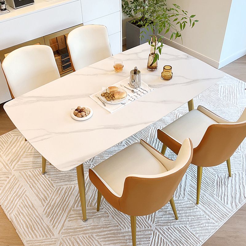 Glam 4 Legs Dining Room Table Sintered Stone Table for Kitchen Clearhalo 'Dining Tables & Seating' 'Dining Tables' 'dining_table' 'furn' 'furn_dining_table' 'Furniture' 'Kitchen & Dining Furniture' 1200x1200_639cfadd-765d-4553-8707-4f04c73fd5a2