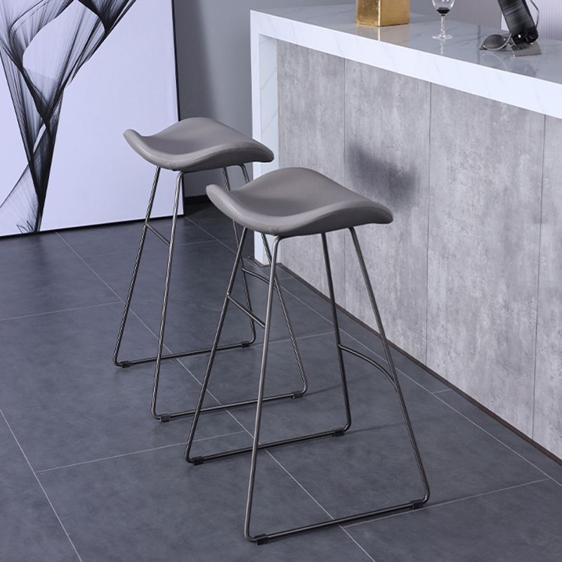 Glam Leather Bar Stool Backless Metal Base Counter Stool for Bristol