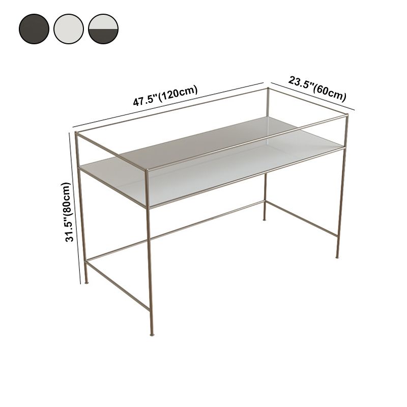 Modern Tempered Glass Desk Living Room Study Writing Desk, 47.2''L x 23.6''W Clearhalo 'furn' 'furn_office_desk' 'Furniture' 'Office Desks' 'Office Furniture' 'office_desk' 1200x1200_639fe801-bc46-430e-bfc1-a790e51ae4d9
