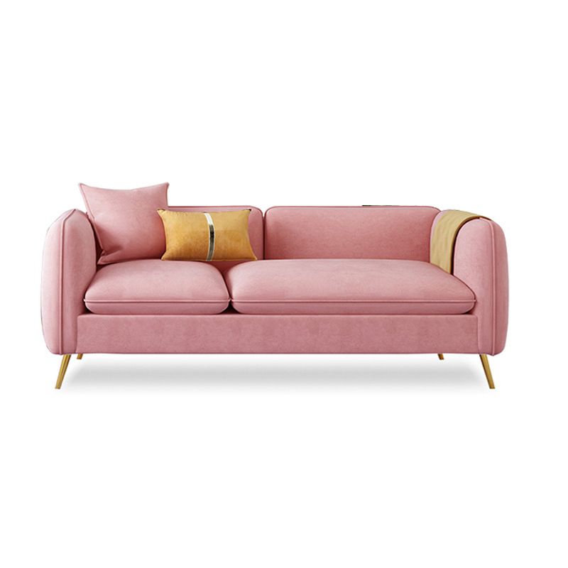 Velvet Modern Style Sofa 2/3-seat Tuxedo Arm Sofa with 2 Pillows