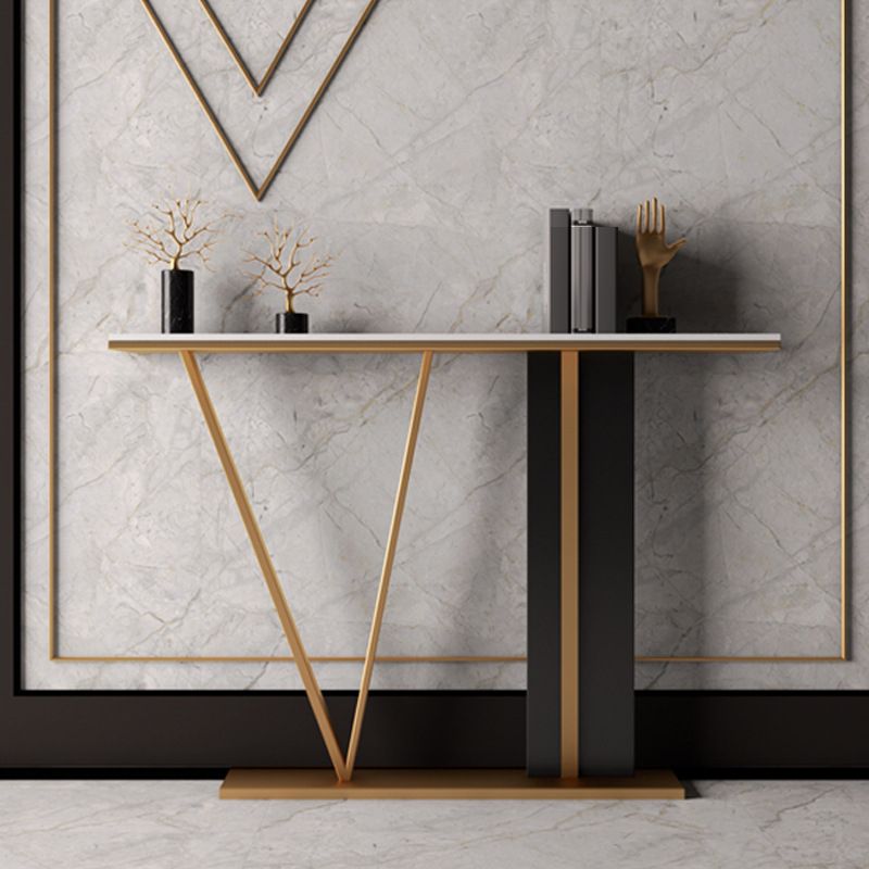 Glam Scratch Resistant Console Table Stain Resistant Stone Console Sofa Table for Hall Clearhalo 'Console Tables' 'console_tables' 'Entry & Mudroom Furniture' 'furn' 'furn_console_tables' 'Furniture' 1200x1200_63a3a950-652d-41e9-b24d-2607ca500ade