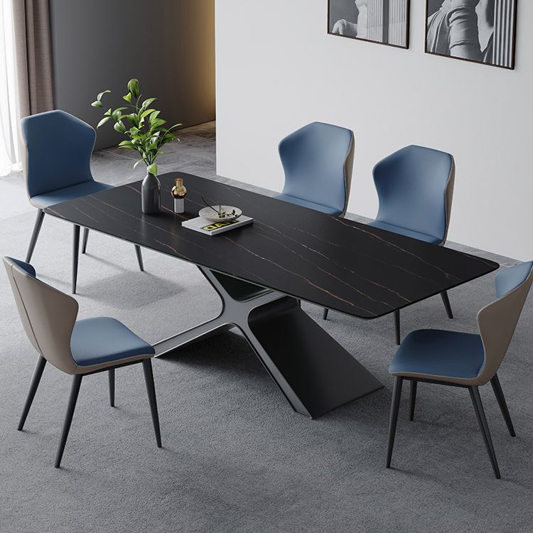 Minimalist Sintered Stone Dining Room Set Standard Height with Black Base Dining Set Clearhalo 'Dining Room Sets' 'Dining Tables & Seating' 'dining_room_set' 'furn' 'furn_dining_room_set' 'Furniture' 'furniture_dining_room_set' 'Kitchen & Dining Furniture' 'kitchen&dining_furn' 'kitchen' 1200x1200_63a4128f-6224-46c9-bec2-d85418f931de