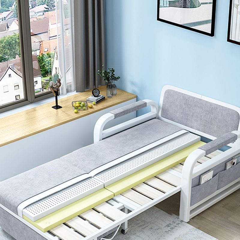 Foldable Linen Sleeper Sofa with Storage 30.7" Wide Gray Contemporary Clearhalo 'furn' 'furn_futons' 'Furniture' 'Futons & Daybeds' 'Futons' 'Living Room Furniture' 1200x1200_63a6acb1-1acd-4dc2-9371-50a4d09728eb