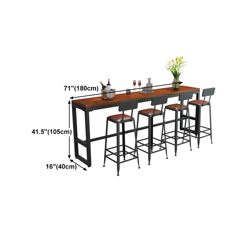 Pine Wood Bar Dining Table Industrial Bar Table with Trestle Base Clearhalo 'Bar Furniture' 'Bar Tables' 'bar_tables' 'furn' 'furn_bar_tables' 'Furniture' 'furniture_bar_tables' 'Kitchen & Dining Furniture' 1200x1200_63a95137-408a-4ec9-8e17-1d7ecc5f164a