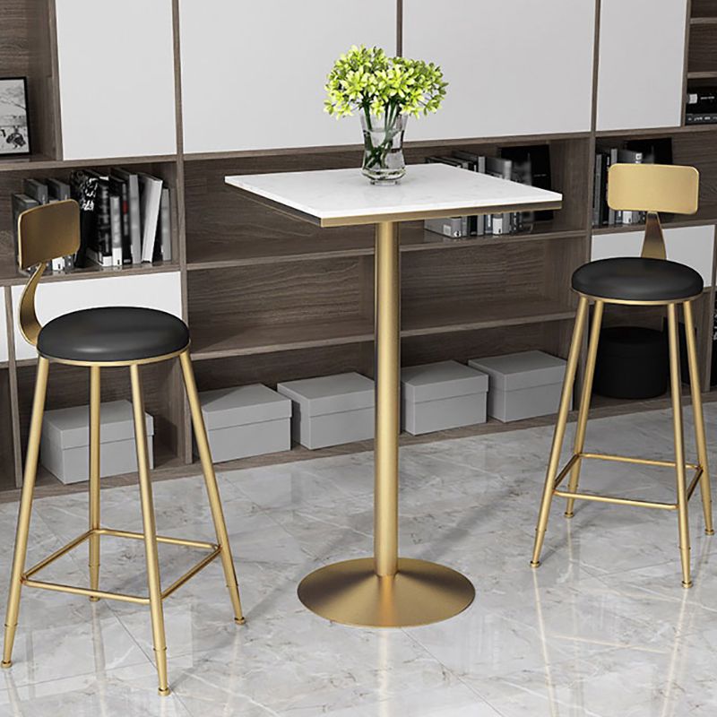 Glam Style Gold Metal Bar Table 21.6"W Top Marble Indoor Bistro Table Clearhalo 'Bar Furniture' 'Bar Tables' 'bar_tables' 'furn' 'furn_bar_tables' 'Furniture' 'furniture_bar_tables' 'Kitchen & Dining Furniture' 'kitchen&dining_furn' 'kitchen' 1200x1200_63ac5ad7-1678-4e70-a5e5-9dcb0dd392bb