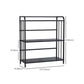 Contemporary Metal Bookshelf Black Etagere Shelf Bookcase for Study Room