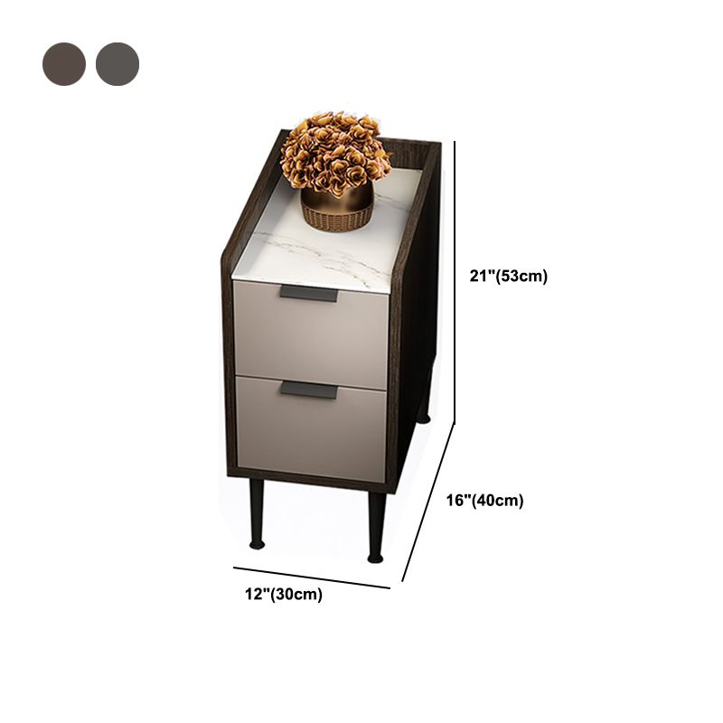 Espresso Wood and Off-White Night Table Modern Stone and Pearl Wood Bedside Cabinet Clearhalo 'Bedroom Furniture' 'furn' 'furn_night_stand' 'Furniture' 'night_stand' 'Nightstands' 1200x1200_63acc84f-77e7-4e65-b7e8-366cc9f09818
