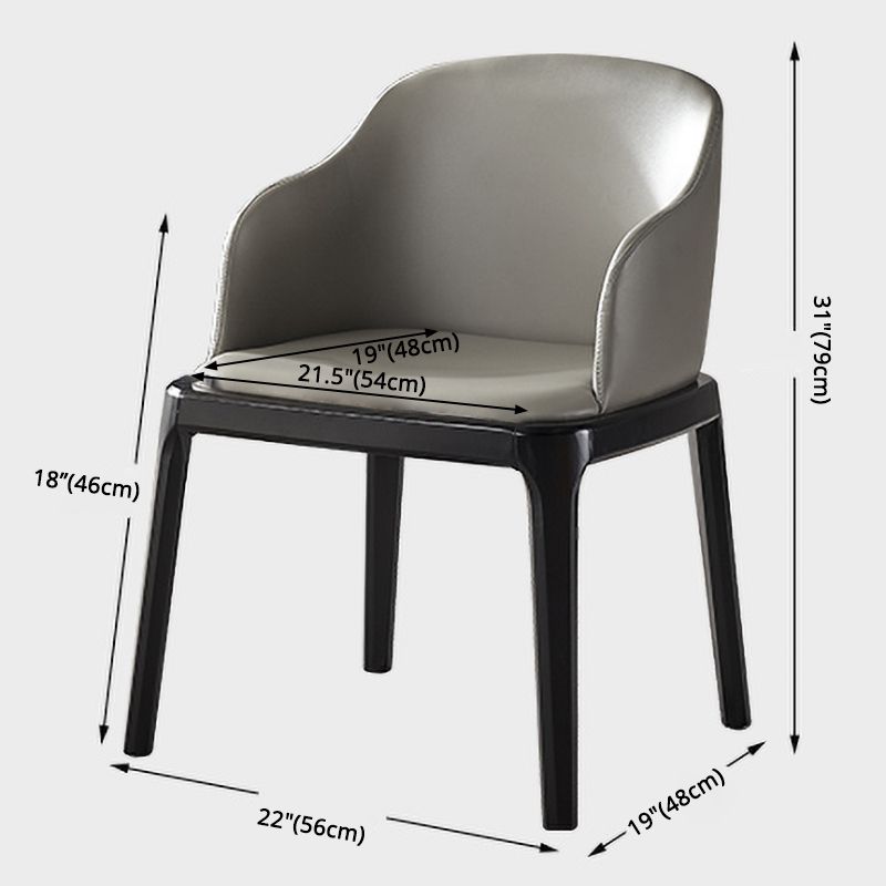 Contemporary Square Leather Chair with Wooden Legs Dining Side Arm Chair for Kitchen Clearhalo ' kitchen&dining_furn' 'Dining Chairs' 'Dining Tables & Seating' 'dining_chair' 'furn' 'furn_dining_chair' 'Furniture' 'furniture_dining_chair' 'Kitchen & Dining Furniture' 'kitchen' 1200x1200_63adbf49-e294-4948-baf7-8b7bc190d863