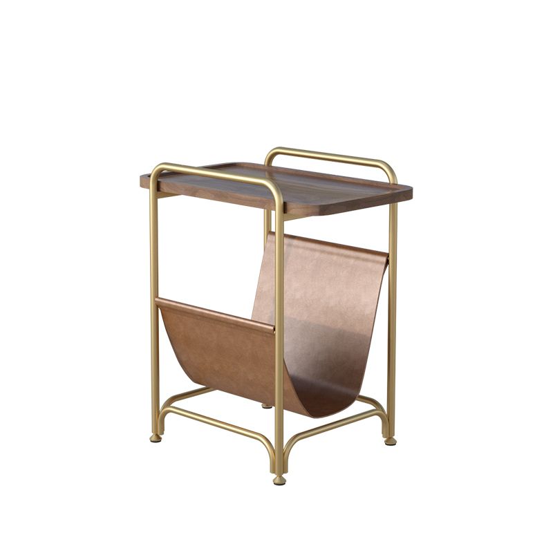 Rectangle Wood Top Side Table Iron Frame End Table with Magazine Holder Clearhalo 'Coffee & Accent Tables' 'End & Side Tables' 'end_side_tables' 'furn' 'furn_end_side_tables' 'Furniture' 'Living Room Furniture' 1200x1200_63adefdf-b047-440b-b942-819f96873d25