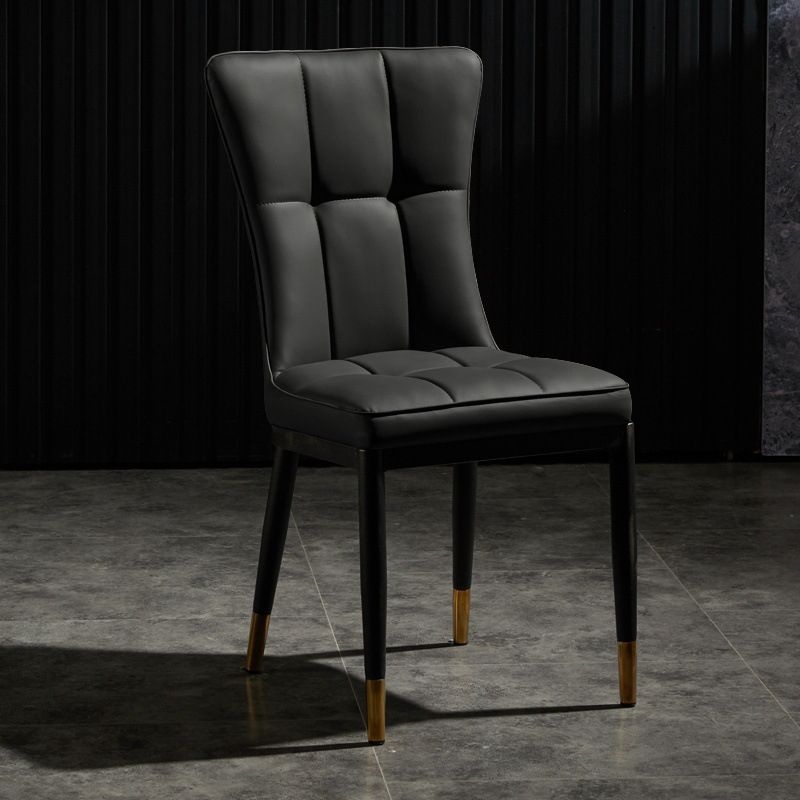 Modern Leather Armless Dining Chairs Upholstered Side Chairs with Metal Legs Clearhalo ' kitchen&dining_furn' 'Dining Chairs' 'Dining Tables & Seating' 'dining_chair' 'furn' 'furn_dining_chair' 'Furniture' 'furniture_dining_chair' 'Kitchen & Dining Furniture' 'kitchen' 1200x1200_63af1990-bede-4327-bcaf-e74ae627da6c