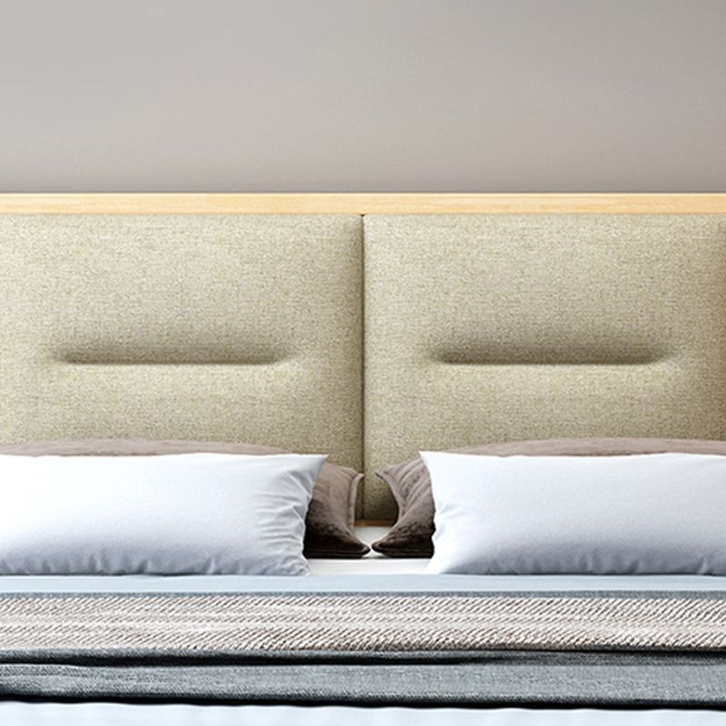Scandinavian Solid Wood Storage with Rectangular Headboard Bed Frame