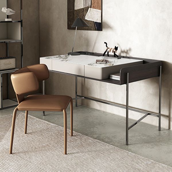 Noordse stijl zijstoel faux lederen wingback stoel voor woonkamer