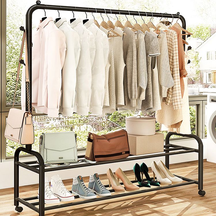 Contemporary Metal Open Armoire Black and White Cabinet with Caster Wheels Clearhalo 'Armoires & Wardrobes' 'armoires_wardrobes' 'Bedroom Furniture' 'furn' 'furn_armoires_wardrobes' 'Furniture' 1200x1200_63b5de38-e029-42d5-a1f9-33bb534b6fcd