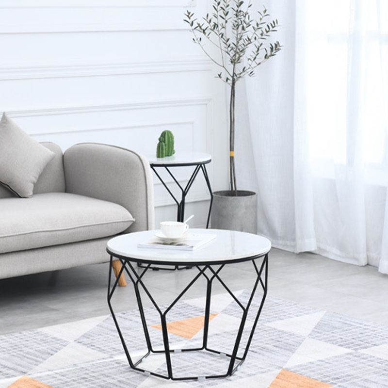 White Marble Frame 1 Coffee Table Modern Round Table for Living Room Clearhalo 'Coffee & Accent Tables' 'Coffee Tables' 'coffee_tables' 'furn' 'furn_coffee_tables' 'Furniture' 'furniture_coffee_tables' 'Living Room Furniture' 1200x1200_63b5fbcf-dcae-403c-9a4d-f557eb92c857