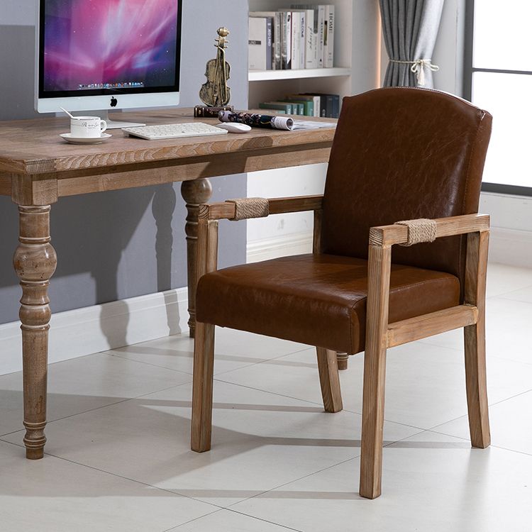 Wood Farmhouse Dining Arm Chair with Color Cushion Parsons Chair for Home Clearhalo ' kitchen&dining_furn' 'Dining Chairs' 'Dining Tables & Seating' 'dining_chair' 'furn' 'furn_dining_chair' 'Furniture' 'furniture_dining_chair' 'Kitchen & Dining Furniture' 'kitchen' 1200x1200_63b68dc2-6d6a-4f7d-b52d-372431f7d7c1