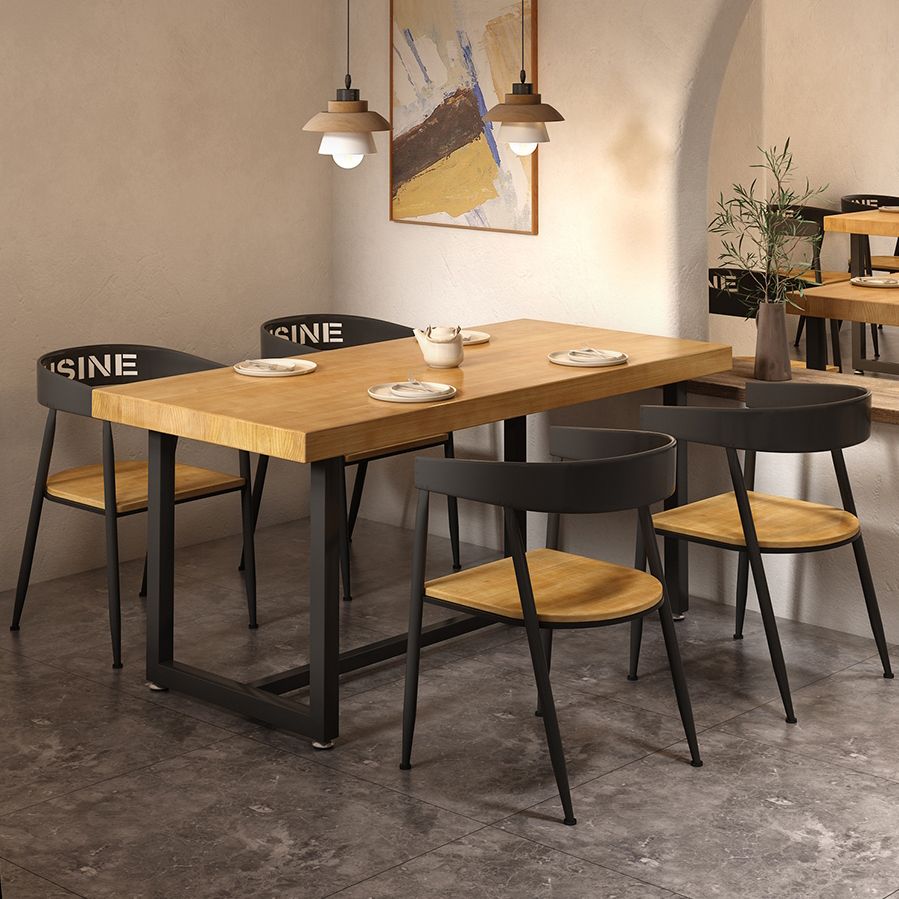 Industrial Style Solid Wood Dining Set with Rectangle Shape Table and Trestle Base for Home Use Clearhalo 'Dining Room Sets' 'Dining Tables & Seating' 'dining_room_set' 'Furniture' 'furniture_dining_room_set' 'Kitchen & Dining Furniture' 'kitchen&dining_furn' 'kitchen' 1200x1200_63b756fc-c962-4d3f-8cde-a90f4568045b