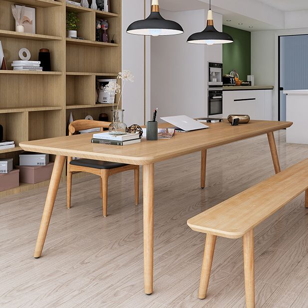 Dining Room Simple Solid Wood Rectangular Dining Table with 4 Legs Base Clearhalo ' dining_table' 'Dining Tables & Seating' 'Dining Tables' 'Furniture' 'furniture_dining_table' 'Kitchen & Dining Furniture' 'kitchen&dining_furn' 'kitchen' 'kitchen_dining_table' 1200x1200_63b9db1c-60ba-4934-9253-e317bc33cda7