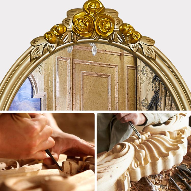 Victorian Wooden Vanity Dressing Table Gold 2-Drawer Make-up Vanity Clearhalo 'Bedroom Furniture' 'furn' 'furn_makeup_vanities' 'Furniture' 'Makeup Vanities' 'makeup_vanities' 1200x1200_63bb3f91-e795-4665-b202-6a35e3b35e61