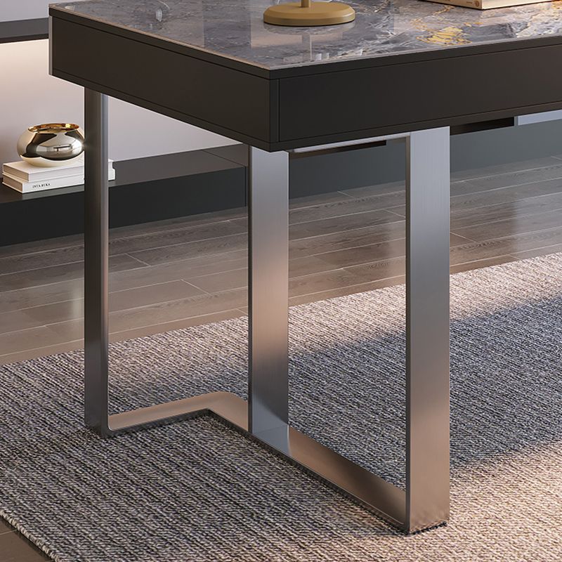 3つの引き出しライティングデスク石石長ステンレス鋼の脚付きオフィスデスク