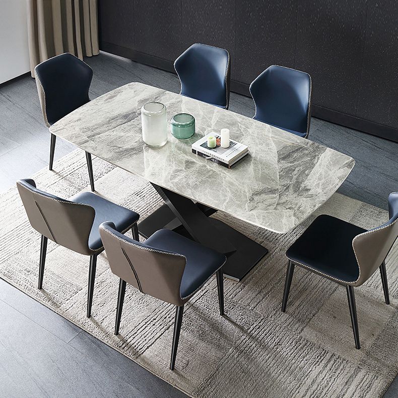 Contemporary Gray Standard Dining Set Rectangle Shape Sintered Stone Dining Set for Kitchen Clearhalo 'Dining Room Sets' 'Dining Tables & Seating' 'dining_room_set' 'furn' 'furn_dining_room_set' 'Furniture' 'furniture_dining_room_set' 'Kitchen & Dining Furniture' 'kitchen&dining_furn' 'kitchen' 1200x1200_63bbf169-10ef-46d7-b3a9-bbe2e9ca9ad8
