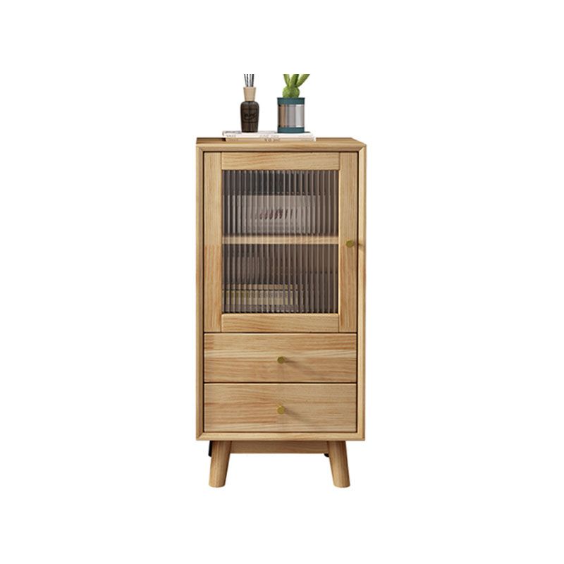 Rubberwood glazen deur accentkast 2 - lade 19,7 "W zijkast