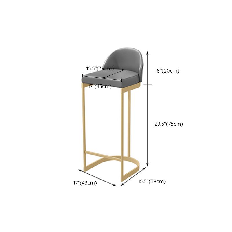 Upholstered Dining Stool Bucket Bar Stool with Gold Metal Base
